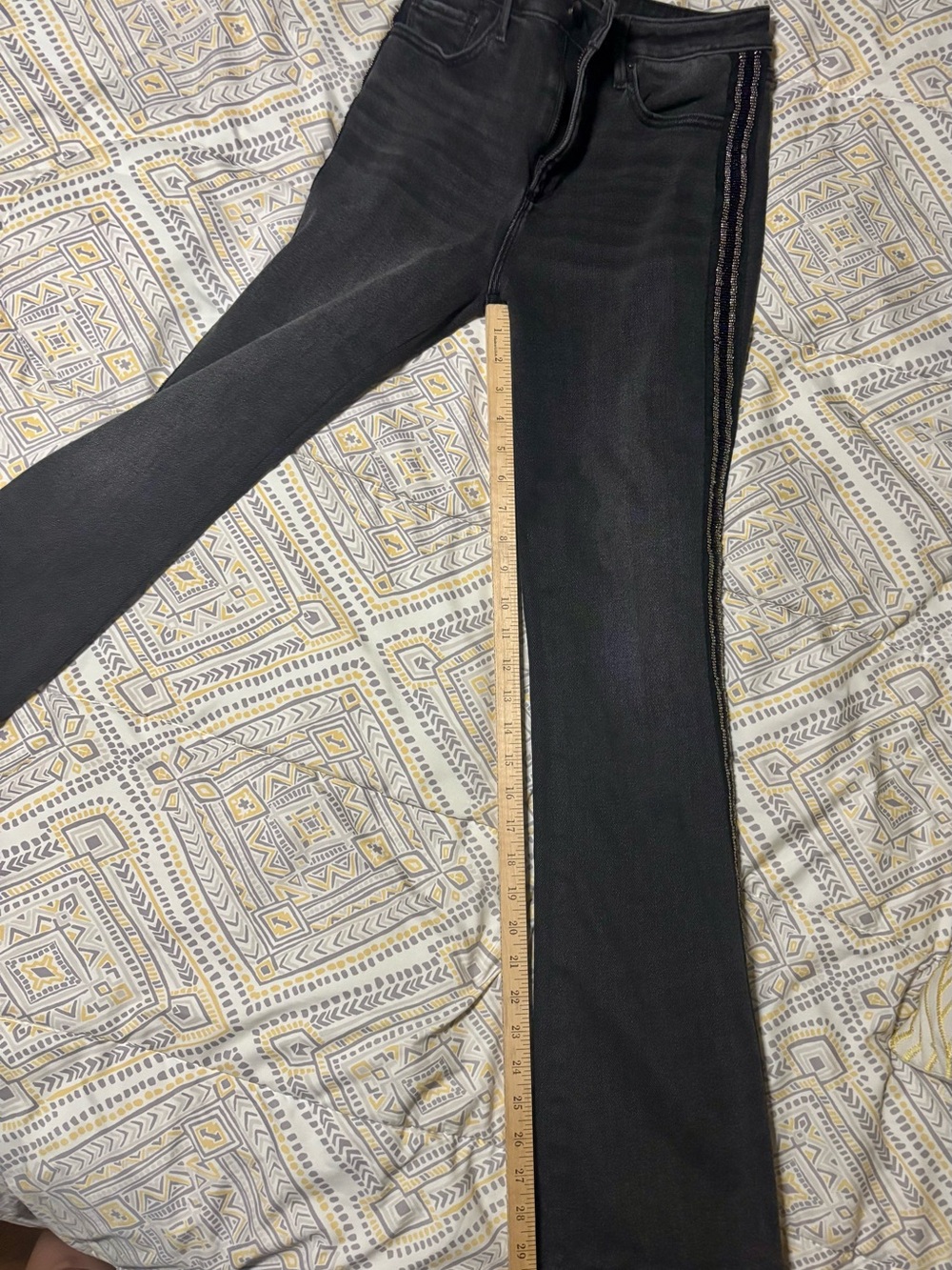 DRIFTWOOD Black Flared Jeans with Iridescent Side Beading (size 27) - Picture 6 of 9